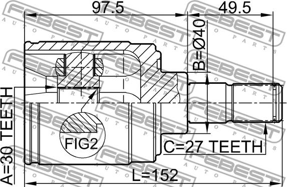 Febest 0311-HRVMTRH - ШРУС ВНУТРЕННИЙ ПРАВЫЙ 30X40X27 HONDA ACCORD CL 2002-2008 ПР-ВО FEBEST autozip.com.ua