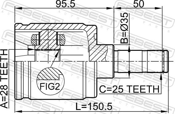 Febest 0311-LOGRH - Шарнір, ШРУС, приводний вал autozip.com.ua