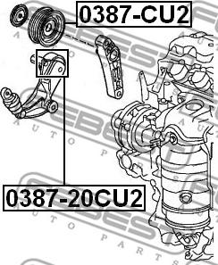 Febest 0387-CU2 - Паразитний / провідний ролик, поліклиновий ремінь autozip.com.ua