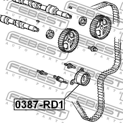 Febest 0387-RD1 - Натяжна ролик, ремінь ГРМ autozip.com.ua