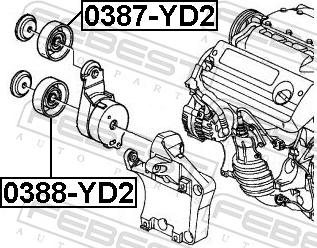 Febest 0387-YD2 - Паразитний / провідний ролик, поліклиновий ремінь autozip.com.ua