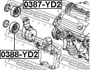 Febest 0388-YD2 - Паразитний / провідний ролик, поліклиновий ремінь autozip.com.ua