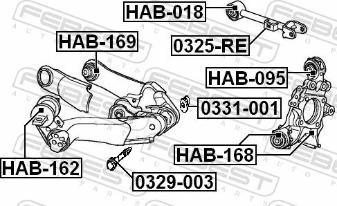 Febest HAB-162 - Сайлентблок, важіль підвіски колеса autozip.com.ua