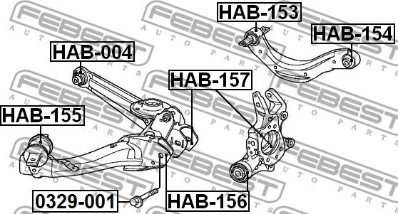 Febest HAB-153 - Сайлентблок, важеля підвіски колеса autozip.com.ua