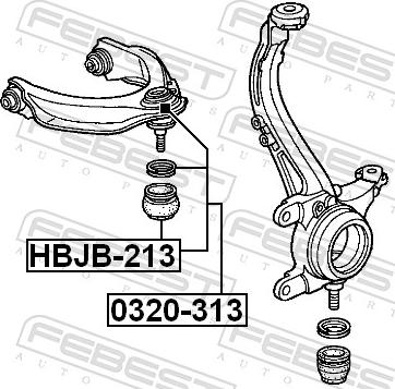 Febest 0320-313 - Шарова опора, несучий / направляючий шарнір autozip.com.ua