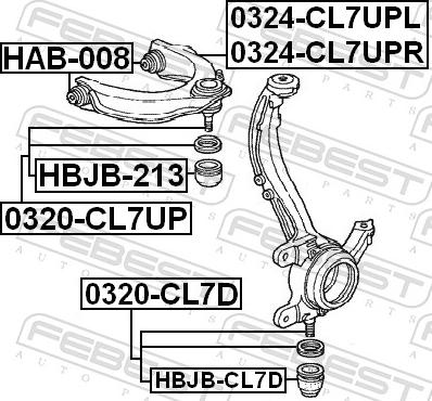 Febest HAB-008 - Сайлентблок, важіль підвіски колеса autozip.com.ua