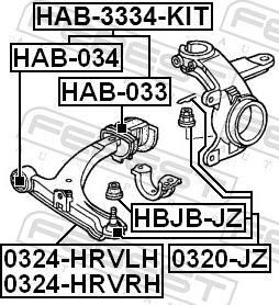Febest HAB-033 - Сайлентблок, важіль підвіски колеса autozip.com.ua