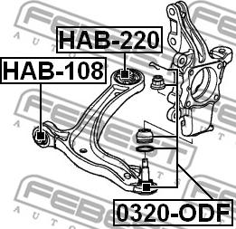 Febest HAB-220 - Сайлентблок, важеля підвіски колеса autozip.com.ua