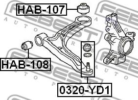 Febest HAB-108 - Сайлентблок, важеля підвіски колеса autozip.com.ua