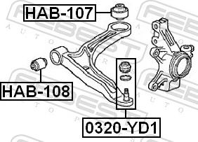 Febest HAB-107 - Сайлентблок, важіль підвіски колеса autozip.com.ua