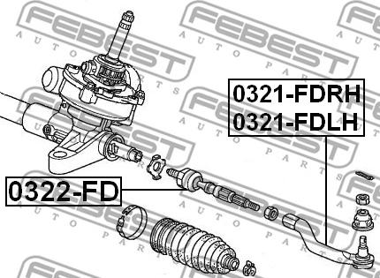 Febest 0321-FDLH - Наконечник рульової тяги, кульовий шарнір autozip.com.ua