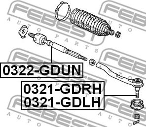 Febest 0321-GDLH - Наконечник рульової тяги, кульовий шарнір autozip.com.ua