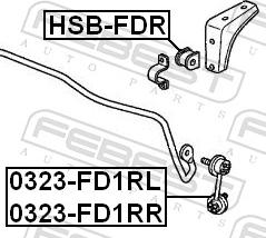 Febest 0323-FD1RR - Тяга / стійка, стабілізатор autozip.com.ua