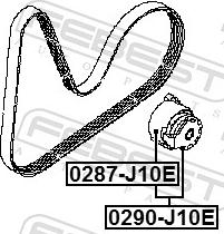 Febest 0290-J10E - Натягувач ременя, поліклиновий ремінь autozip.com.ua