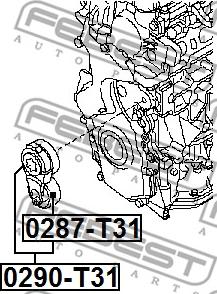 Febest 0290-T31 - Натягувач ременя, клинові зуб. autozip.com.ua