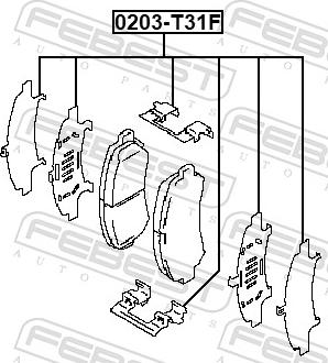 Febest 0203-T31F - Комплектуючі, колодки дискового гальма autozip.com.ua