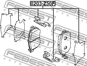 Febest 0203-Z50F - Протівоськріпниє пластина, гальмівні колодки (задня пластина) autozip.com.ua