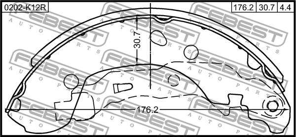 Febest 0202-K12R - Комплект гальм, барабанний механізм autozip.com.ua