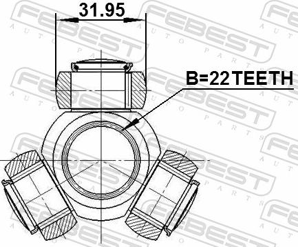 Febest 0216-B10 - Муфта з шипами, приводний вал autozip.com.ua