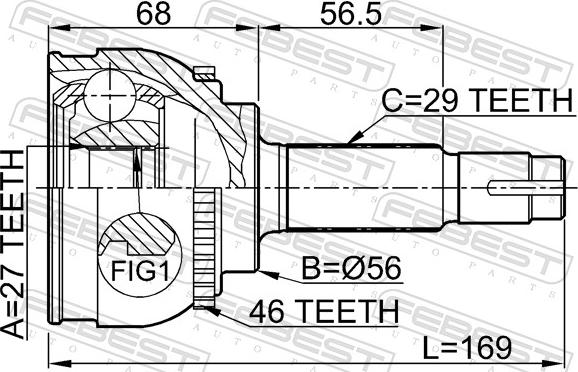 Febest 0210-040A46 - Шарнір, ШРУС, приводний вал autozip.com.ua