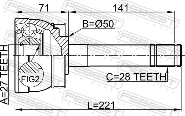 Febest 0210-064 - Шарнір, ШРУС, приводний вал autozip.com.ua