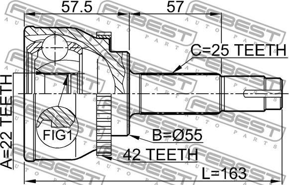 Febest 0210-060A42 - Шарнірний комплект, ШРУС, приводний вал autozip.com.ua