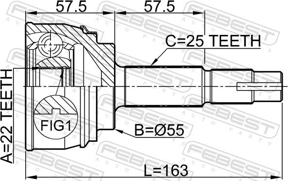 Febest 0210-060 - Шарнір, ШРУС, приводний вал autozip.com.ua
