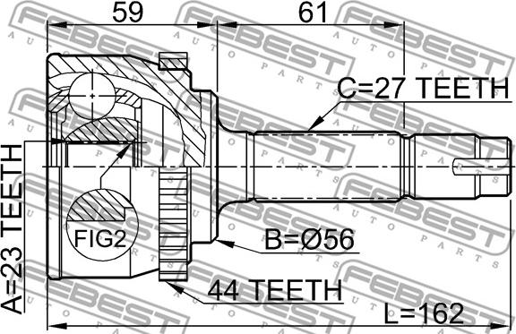 Febest 0210-076A44 - Шарнірний комплект, ШРУС, приводний вал autozip.com.ua