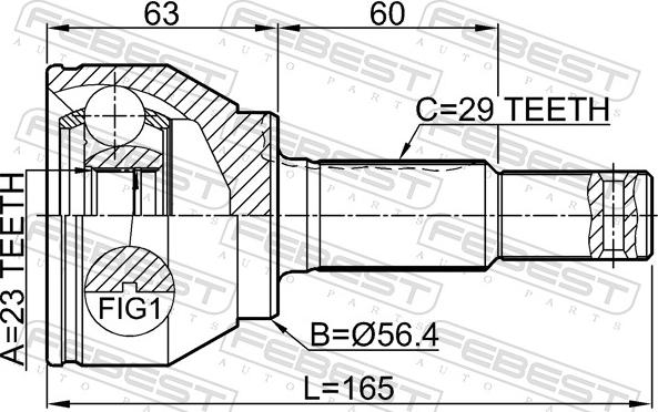 Febest 0210-B17 - Шарнірний комплект, ШРУС, приводний вал autozip.com.ua