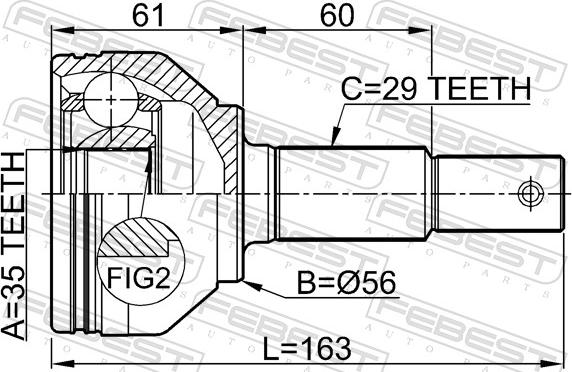 Febest 0210-J1020 - Шарнір, ШРУС, приводний вал autozip.com.ua