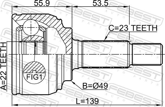 Febest 0210-K12E - Шарнір, ШРУС, приводний вал autozip.com.ua