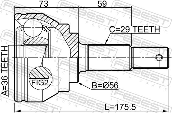 Febest 0210-V42 - Шарнір, ШРУС, приводний вал autozip.com.ua