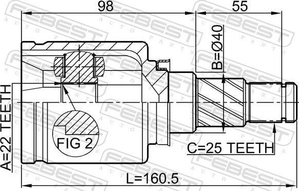 Febest 0211-B10ATLH - Шарнір, ШРУС, приводний вал autozip.com.ua