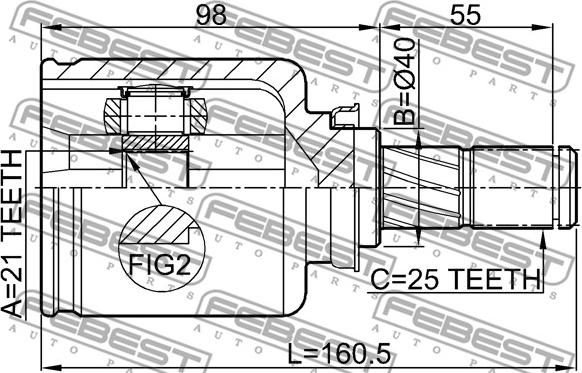 Febest 0211-E11AT - Шарнірний комплект, ШРУС, приводний вал autozip.com.ua