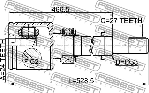 Febest 0211-J32VQ25RH - Шарнірний комплект, ШРУС, приводний вал autozip.com.ua