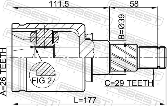 Febest 0211-T30LH - Шарнір, ШРУС, приводний вал autozip.com.ua