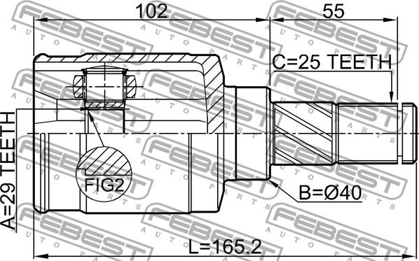 Febest 0211-Z11AT - Шарнірний комплект, ШРУС, приводний вал autozip.com.ua