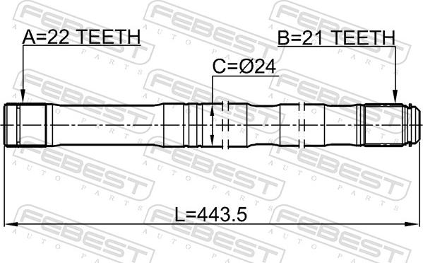 Febest 0212-K12LH - Приводний вал autozip.com.ua