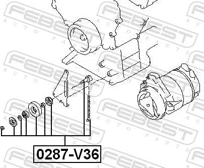 Febest 0287-V36 - Паразитний / провідний ролик, поліклиновий ремінь autozip.com.ua
