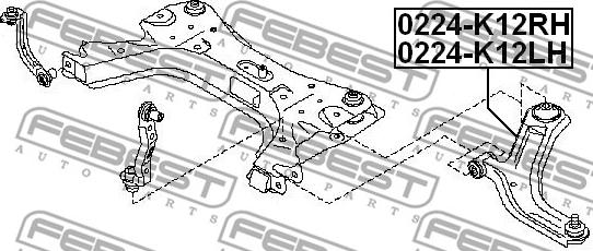 Febest 0224-K12LH - Важіль незалежної підвіски колеса autozip.com.ua