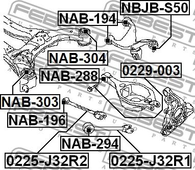 Febest 0225-J32R1 - Важіль незалежної підвіски колеса autozip.com.ua