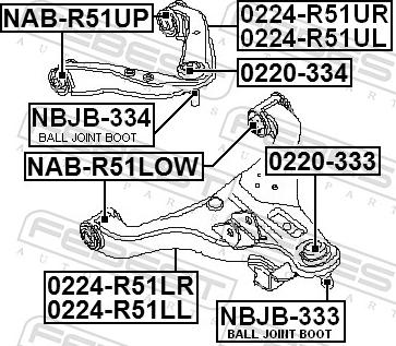 Febest NAB-R51UP - Сайлентблок, важіль підвіски колеса autozip.com.ua