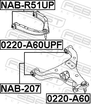 Febest 0220-A60UPF - Шарова опора, несучий / направляючий шарнір autozip.com.ua