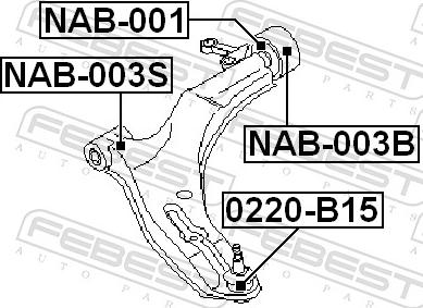 Febest NAB-003S - Сайлентблок, важіль підвіски колеса autozip.com.ua