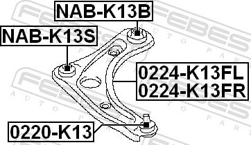 Febest 0220-K13 - Шарова опора, несучий / направляючий шарнір autozip.com.ua