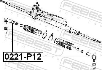 Febest 0221-P12 - Наконечник рульової тяги, кульовий шарнір autozip.com.ua