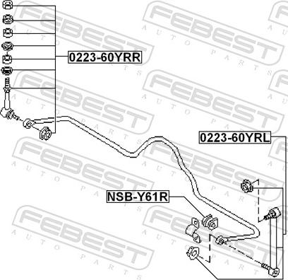 Febest 0223-60YRL - Тяга / стійка, стабілізатор autozip.com.ua