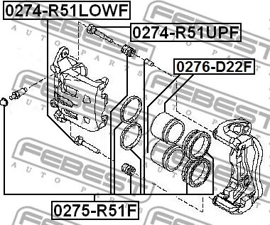 Febest 0274-R51LOWF - Втулка направляющая суппорта передн. NISSAN MURANO Z50 2002-2007 пр-во FEBEST autozip.com.ua