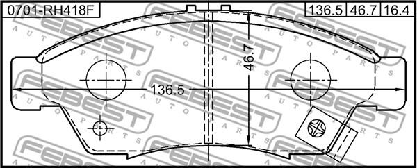 Febest 0701-RH418F - Гальмівні колодки, дискові гальма autozip.com.ua