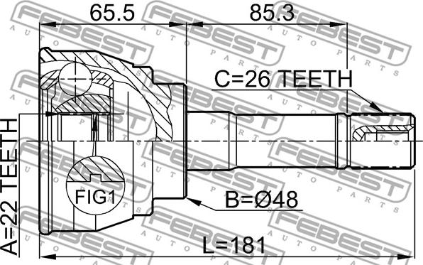 Febest 0710-012 - Шарнірний комплект, ШРУС, приводний вал autozip.com.ua